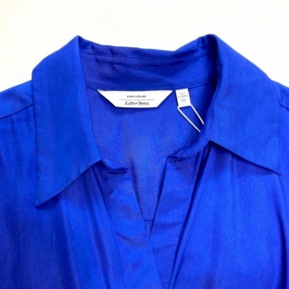 & Other Stories Front Wrap Duo Button Shirt Blouse in Royal Blue Size 2 New - Picture 4 of 9